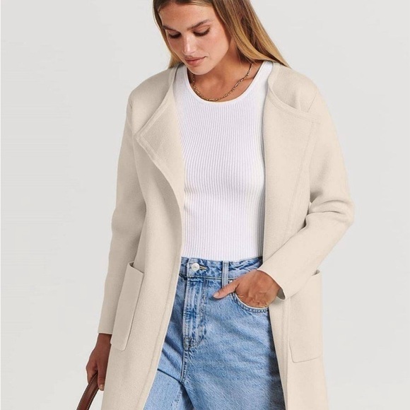 Anrabees cardigan long lines open knit  women’s ivory sweater jacket size S - Picture 3 of 10